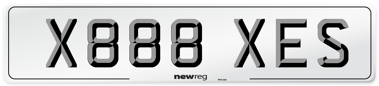 X888 XES Number Plate from New Reg